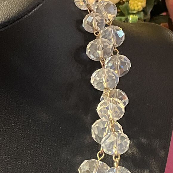 LK By Leetal Kalmanson Long Faceted Clear Glass Bead Chain Necklace 40”-43” - Picture 6 of 8